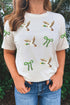 Sequin Mallard Bow Round Neck Graphic T Shirt