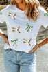 Sequin Mallard Bow Round Neck Graphic T Shirt