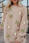 Sequin Mallard Bow Twisted Rib Oversized Western Sweatshirt