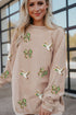 Sequin Mallard Bow Twisted Rib Oversized Western Sweatshirt