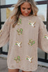Sequin Mallard Bow Twisted Rib Oversized Western Sweatshirt