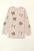Sequin Mallard Bow Twisted Rib Oversized Western Sweatshirt