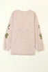 Sequin Mallard Bow Twisted Rib Oversized Western Sweatshirt