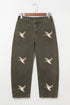 Sequin Mallard Graphic Ankle Length Barrel Silhouette Pants