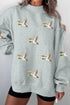 Sequin Mallard Graphic Mock Neck Baggy Pullover Sweatshirt