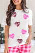Sequin Mama Heart Graphic Short Sleeve Crew Neck Tee