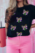 Sequin Mardi Gras Bow Graphic Crewneck Tee