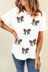 Sequin Mardi Gras Bow Graphic Crewneck Tee