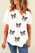 Sequin Mardi Gras Bow Graphic Crewneck Tee