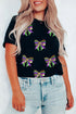 Sequin Mardi Gras Bow Graphic Crewneck Tee