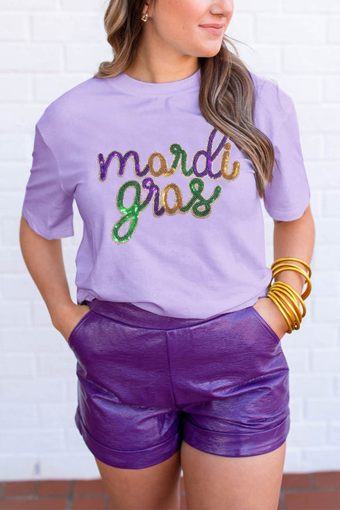 Sequin Mardi Gras Graphic Shirt