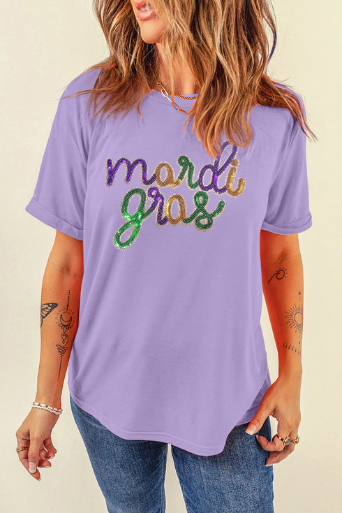 Sequin Mardi Gras Graphic Shirt
