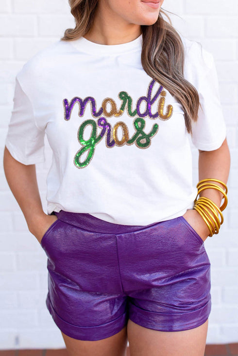 Sequin Mardi Gras Graphic Shirt