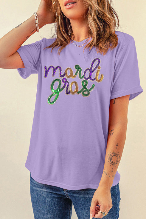 Sequin Mardi Gras Graphic Shirt