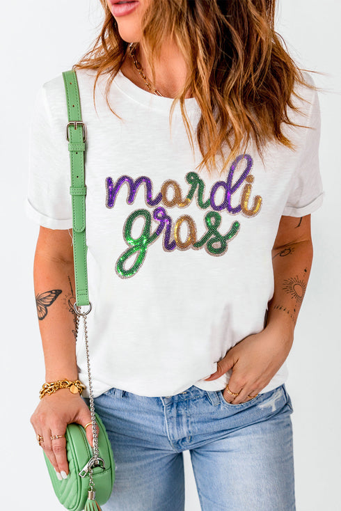 Sequin Mardi Gras Graphic Shirt