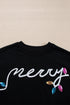 Sequin Merry Script Lights Sweatshirt Lounge Short Set