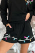 Sequin Merry Script Lights Sweatshirt Lounge Short Set