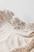 Sequin Mock Neck Open Back Bell Sleeve Top