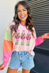 Sequin Nutcracker Graphic Colorblock Long Sleeve Top