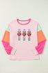 Sequin Nutcracker Graphic Colorblock Long Sleeve Top