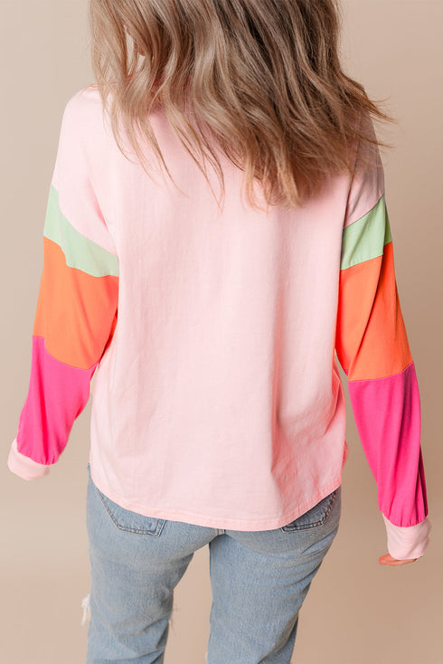 Sequin Nutcracker Graphic Colorblock Long Sleeve Top