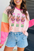 Sequin Nutcracker Graphic Colorblock Long Sleeve Top