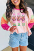 Sequin Nutcracker Graphic Colorblock Long Sleeve Top