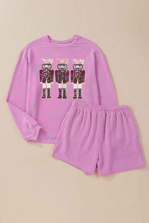 Sequin Nutcracker Letter Print Corded Graphic Set