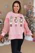 Sequin Nutcracker Patchwork Textured Sleeve Drop Shoulder Crewneck Sweatshirt