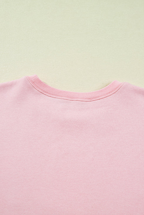 Sequin Nutcracker Patchwork Textured Sleeve Drop Shoulder Crewneck Sweatshirt