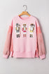 Sequin Nutcracker Patchwork Textured Sleeve Drop Shoulder Crewneck Sweatshirt