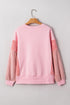 Sequin Nutcracker Patchwork Textured Sleeve Drop Shoulder Crewneck Sweatshirt