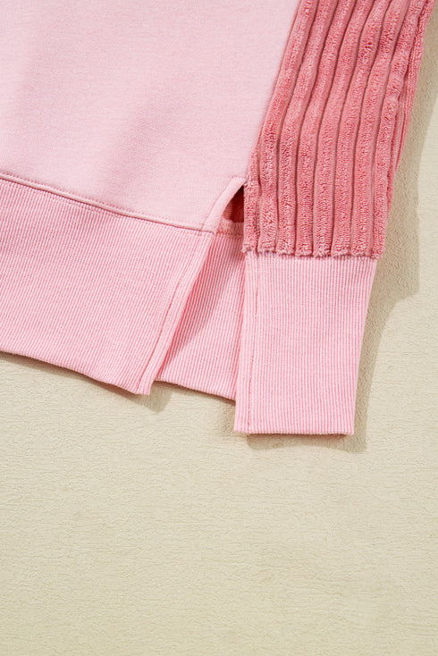 Sequin Nutcracker Patchwork Textured Sleeve Drop Shoulder Crewneck Sweatshirt