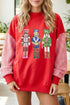 Sequin Nutcracker Plaid Long Sleeve Pullover Graphic Sweatshirt