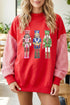 Sequin Nutcracker Plaid Long Sleeve Pullover Graphic Sweatshirt