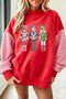 Sequin Nutcracker Plaid Long Sleeve Pullover Graphic Sweatshirt