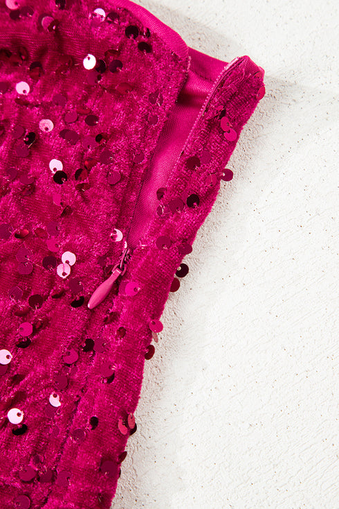 Sequin One Shoulder Thigh High Slit Bodycon Gown