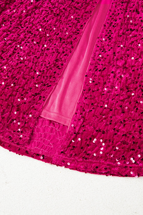 Sequin One Shoulder Thigh High Slit Bodycon Gown