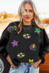 Sequin Patch Corduroy Oversized Crew Neck Pullover