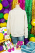 Sequin Patch Embellished Quarter Zip Pullover Sweatshirt