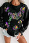 Sequin Patch Graphic Crew Neck Pullover Sweatshirt