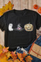 Sequin Patch Sleeve Graphic Print Crewneck Tee