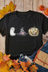 Sequin Patch Sleeve Graphic Print Crewneck Tee