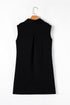 Sequin Patched Collared V Neck Mini Graphic Dress