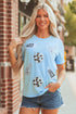 Sequin Patched Letter Graphic Short Sleeve Crew Neck Tee