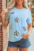Sequin Patched Letter Graphic Short Sleeve Crew Neck Tee