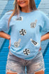 Sequin Patched Letter Graphic Short Sleeve Crew Neck Tee