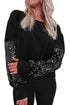 Sequin Patchwork Lantern Sleeve V Neck Southern Blouse