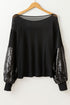 Sequin Patchwork Lantern Sleeve V Neck Southern Blouse
