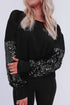 Sequin Patchwork Lantern Sleeve V Neck Southern Blouse